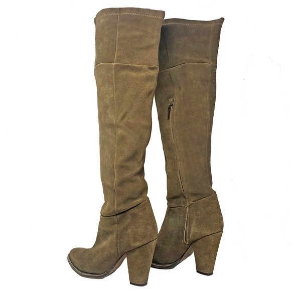 ZARA Camel Brown Knee High Suede Zip Up Boots, Women's Size 9 US - Picture 3 of 6